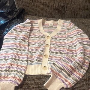 Striped Multicolor Button-Up Sweater
